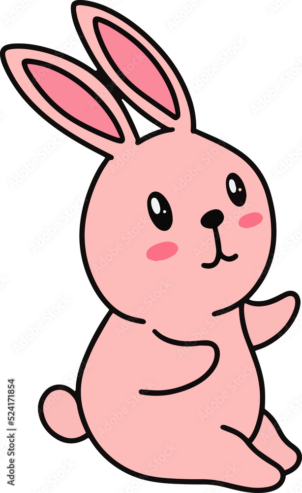 Fototapeta premium Cute Rabbit Bunny little Kids Baby Animal Cartoon Clipart doodle
