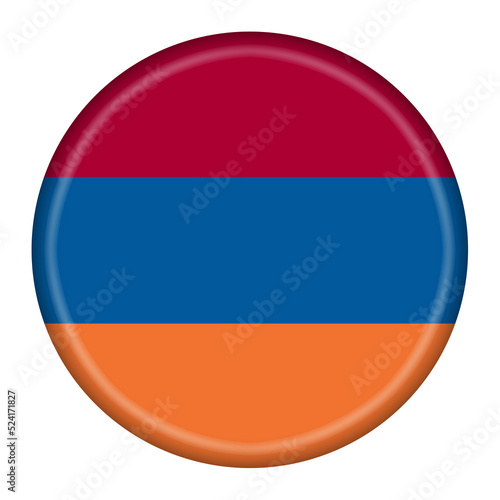 Armenia flag button 3d illustration with clipping path