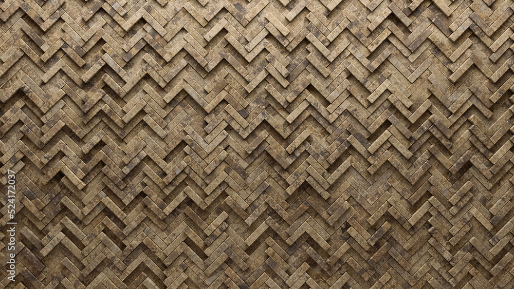 Polished Tiles arranged to create a Textured wall. Natural Stone, 3D Background formed from Herringbone blocks. 3D Render Polished Tiles arranged to create a Textured wall. Natural Stone, 3D Background formed from Herringbone blocks. 3D Render