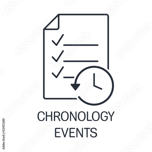 Chronology of events. Story. Recall. Vector linear icon isolated on white background.