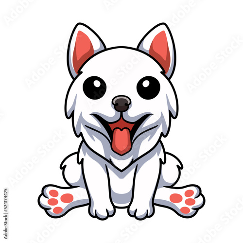 Cute samoyed dog cartoon sitting