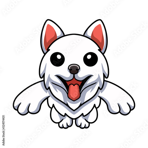 Cute samoyed dog cartoon jumping