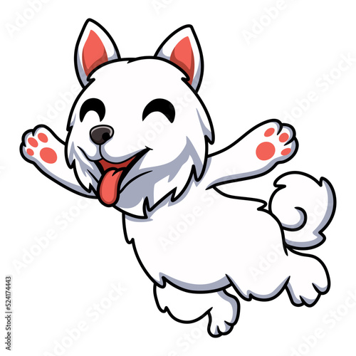 Cute samoyed dog cartoon jumping