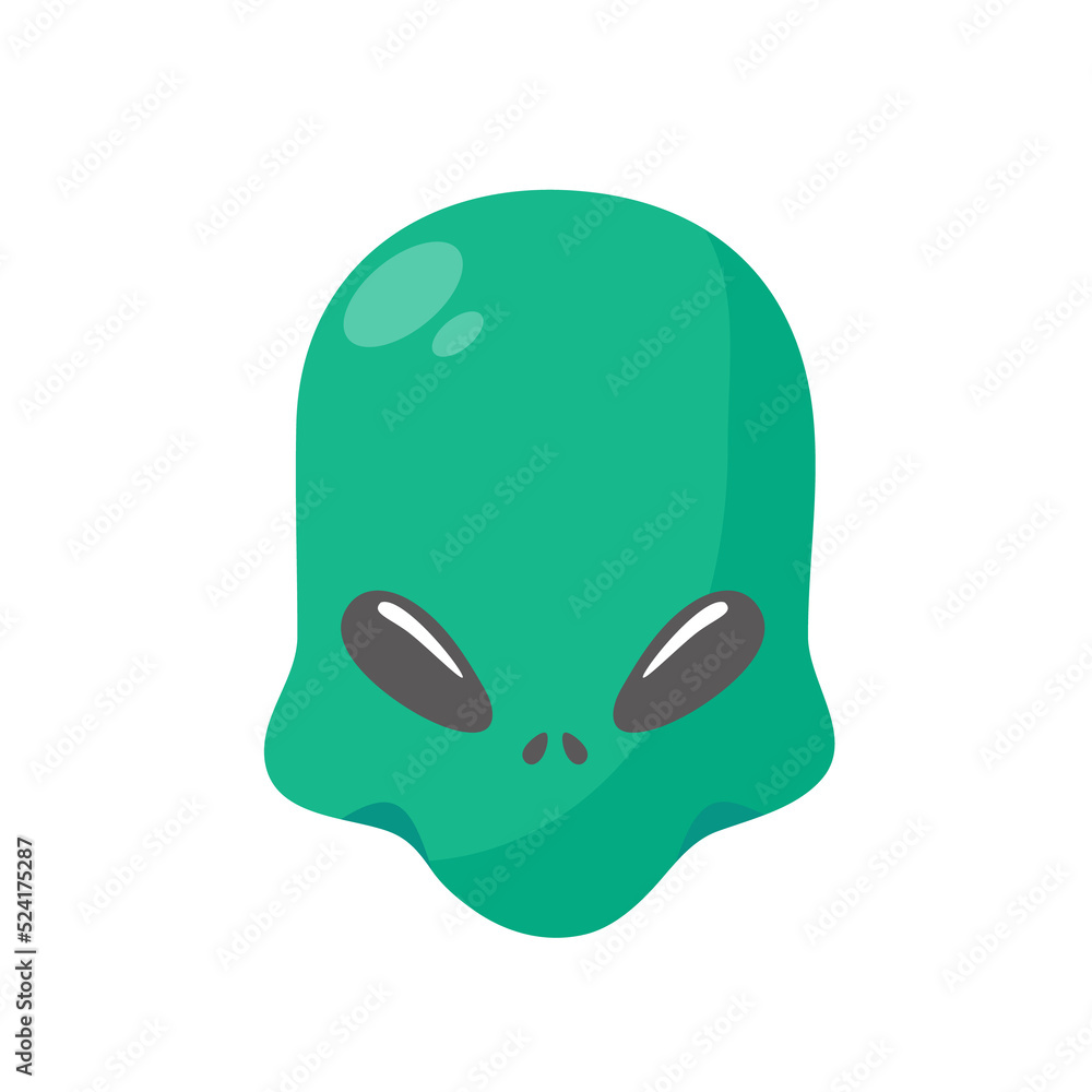 Naklejka premium Alien faces. green alien creature with big eyes