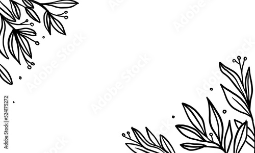 floral hand drawn frame for copy space and background