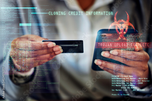 Obraz na plátně . Cyber, digital and virus of criminal fraud breaking security with trojan and c