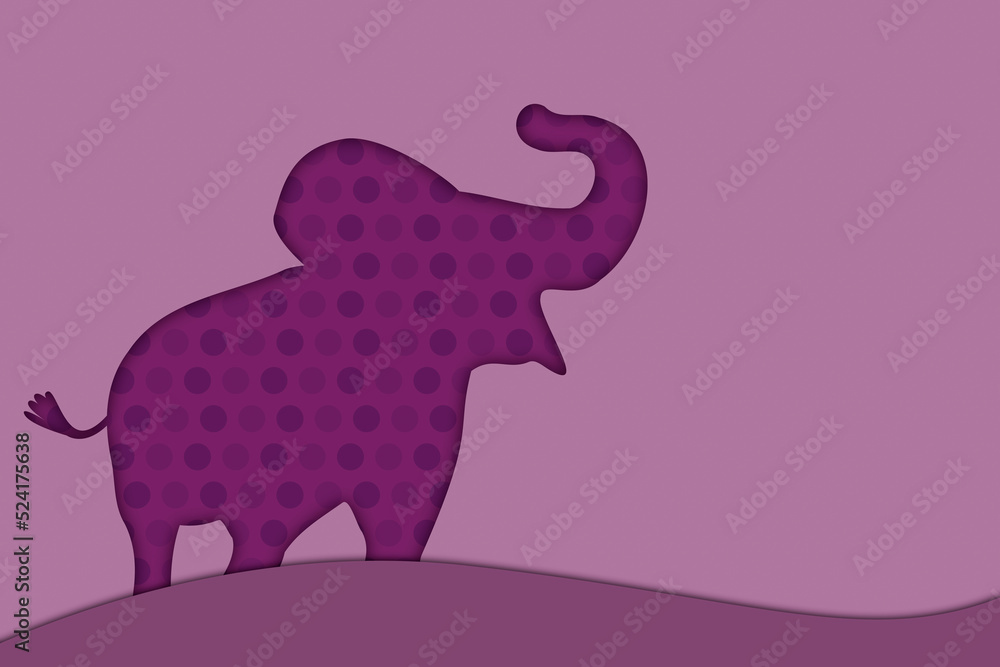 Paper cut out of a mauve elephant Paper cut out of a mauve elephant