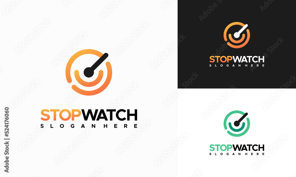 Simple Modern Stopwatch logo designs template vector