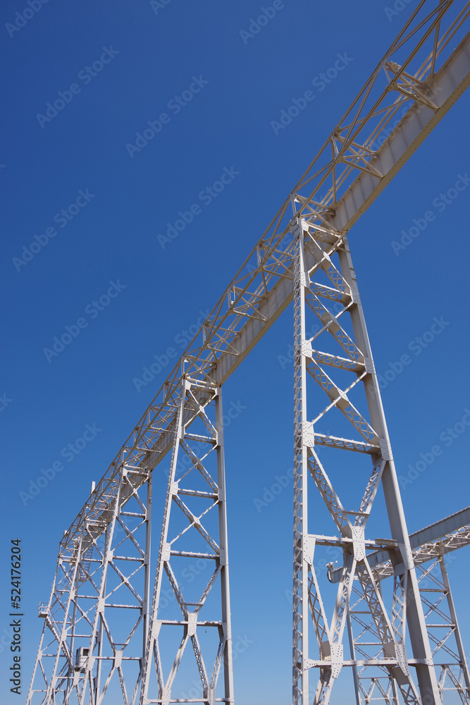 Partial view of a huge steel structure at an old defunct shipyard Partial view of a huge steel structure at an old defunct shipyard