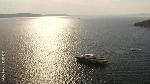 Wallpaper Mural Yacht in sea, island and coast in background. Torontodigital.ca