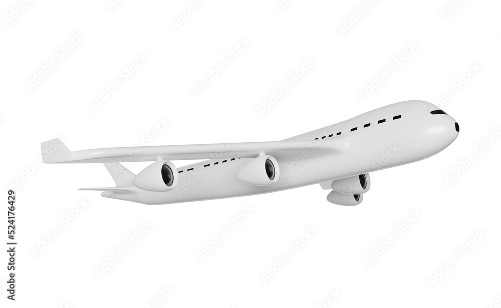 airplane 3d isolated . jet commercial airplane, plane travel concept, 3d render illustration