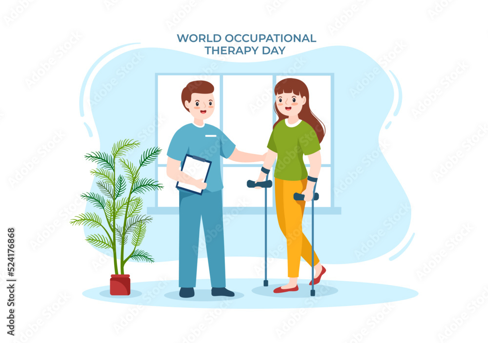 World Occupational Therapy Day Celebration Hand Drawn Cartoon Flat Illustration with Physical Therapists to Maintain and Recover Health