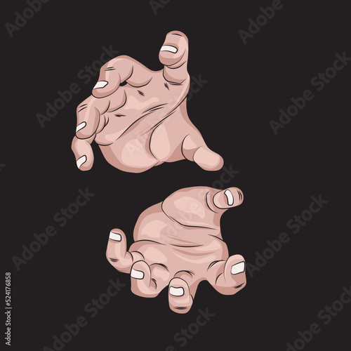 Quadro su tela Two men's hands, punching position, full black background.