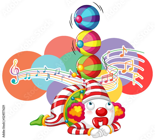 Circus clown with music key cartoon character