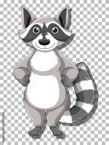 Raccoon standing cartoon character