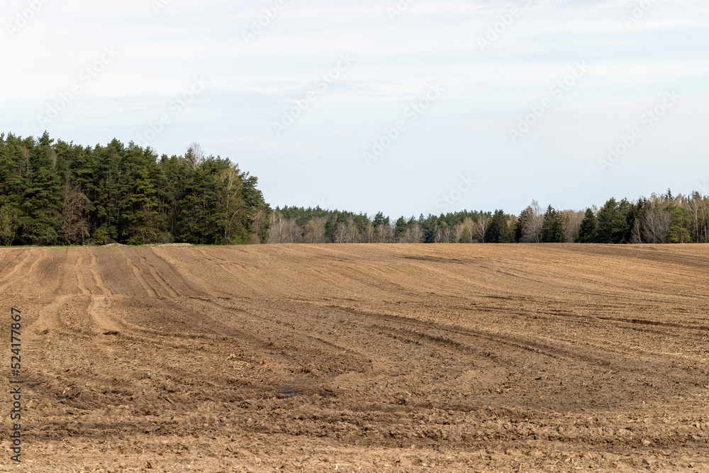 agricultural field on which the land was plowed