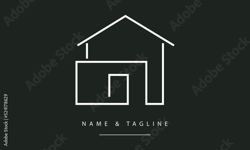 A line art icon logo of a modern house or home