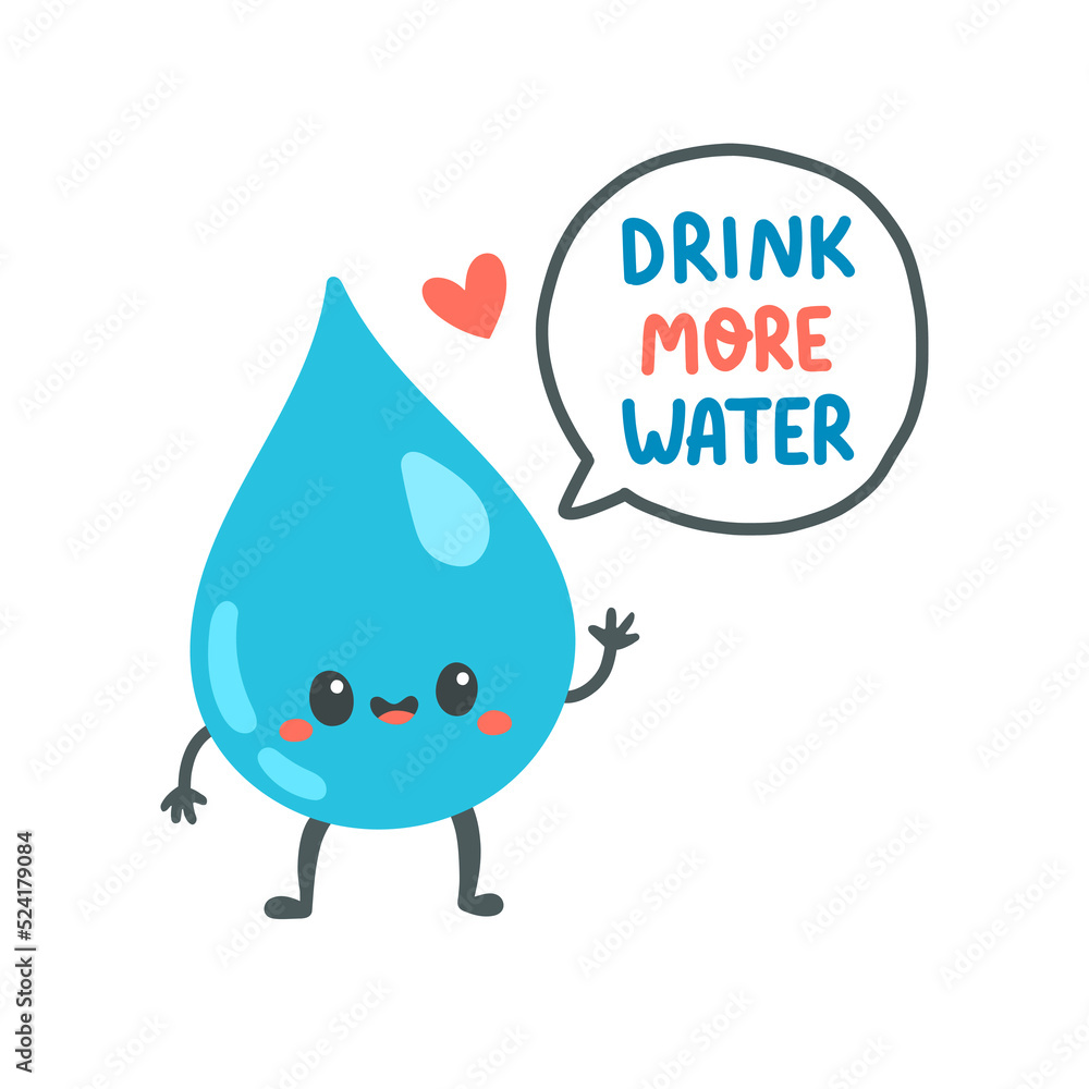 Drink more water quote flat design vector Drink more water quote flat design vector