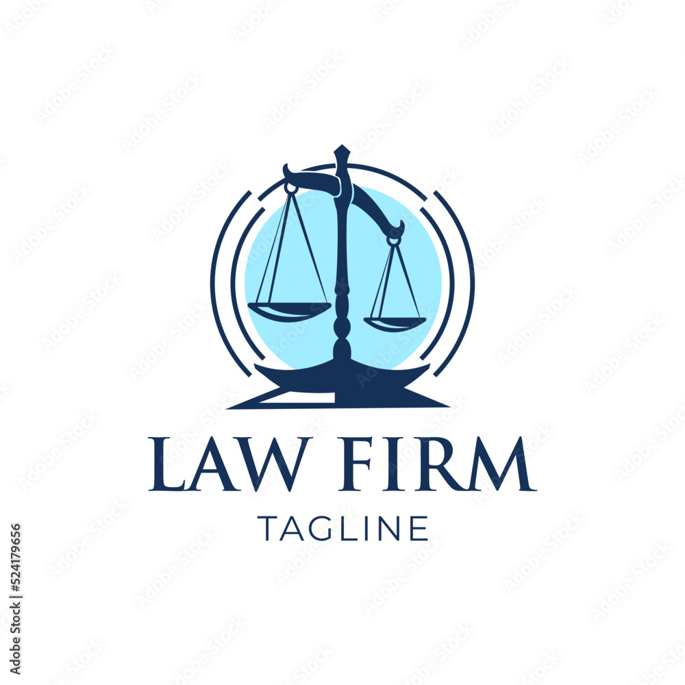 Blue minimalist law logo design. Lawyer or notary design template. Editable Vector Blue minimalist law logo design. Lawyer or notary design template. Editable Vector