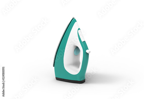 Steam iron in 3d rendering isolated