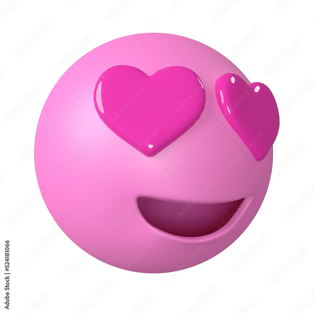 3D rendering fall in love emoji side view , 3D emoji icon 3D rendering fall in love emoji side view , 3D emoji icon