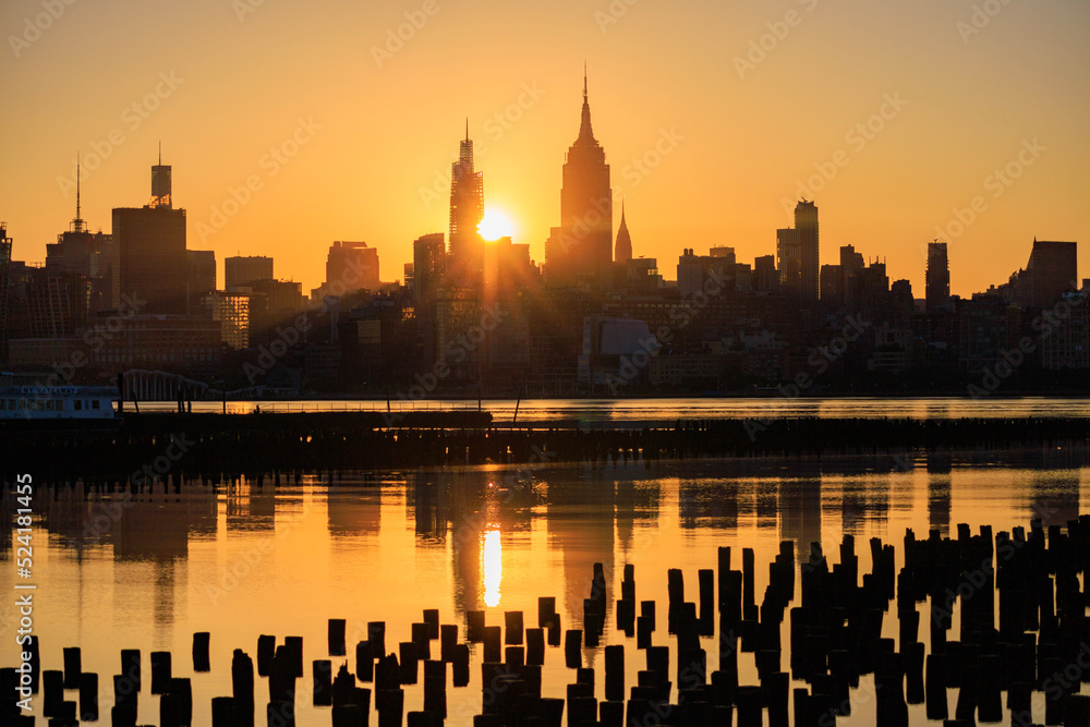 city skyline at sunset