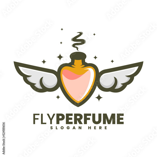 Vector Logo Illustration Fly Perfume Simple Mascot Style.