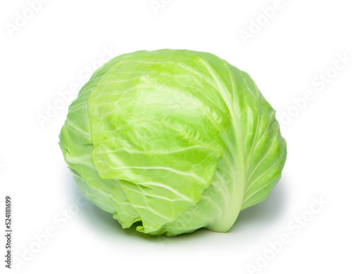 A typical cabbage with nice shape and color, isolated on white photo