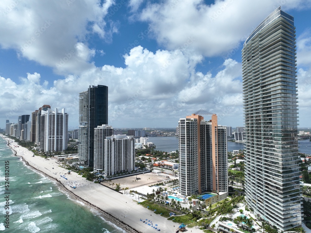 Aerial View of Sunny Isles Beach in Aventura, Miami, Florida