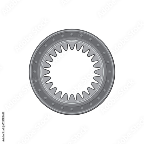 Bearings machine element isolated realistic icon. Vector grease roller, rolling mechanism, steel industrial wheel. Motion bearing vehicle, motorcycle or bike spare part. Engineering and machinery gear