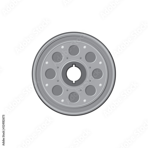 Carbon steel flange of pipe filter isolated vehicle spare part isolated icon. Vector pipe flang without bolts, car rolling mechanism, machinery equipment. Valve, automobile bearings, pipeline fastener