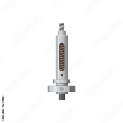 Vehicle detail isolated shock absorber damper realistic icon. Vector steering damper stabilizer, automatic mechanism. Hydraulic damper pneumatic cylinder of car motorcycle, metal spare part with screw