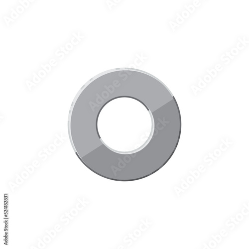 Plain or flat washer isolated realistic icon. Vector metallic industrial joint or flange, vehicle spare part. Metal ring gasket, mechanical seal to prevent leakage of object under compression