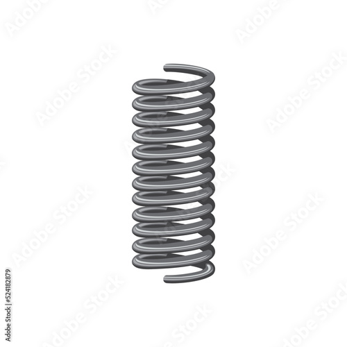 Spring car detail compression and extension elastic object that stores mechanical energy. Vector helical or coil spring designed for tension isolated realistic icon. Tension vehicle spare part