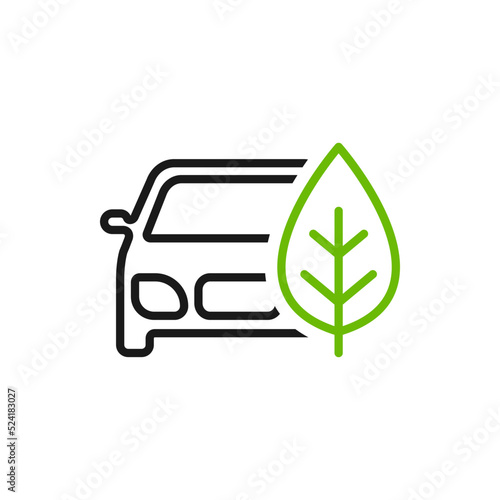 Green electric car icon design isolated on white background. Vector illustration