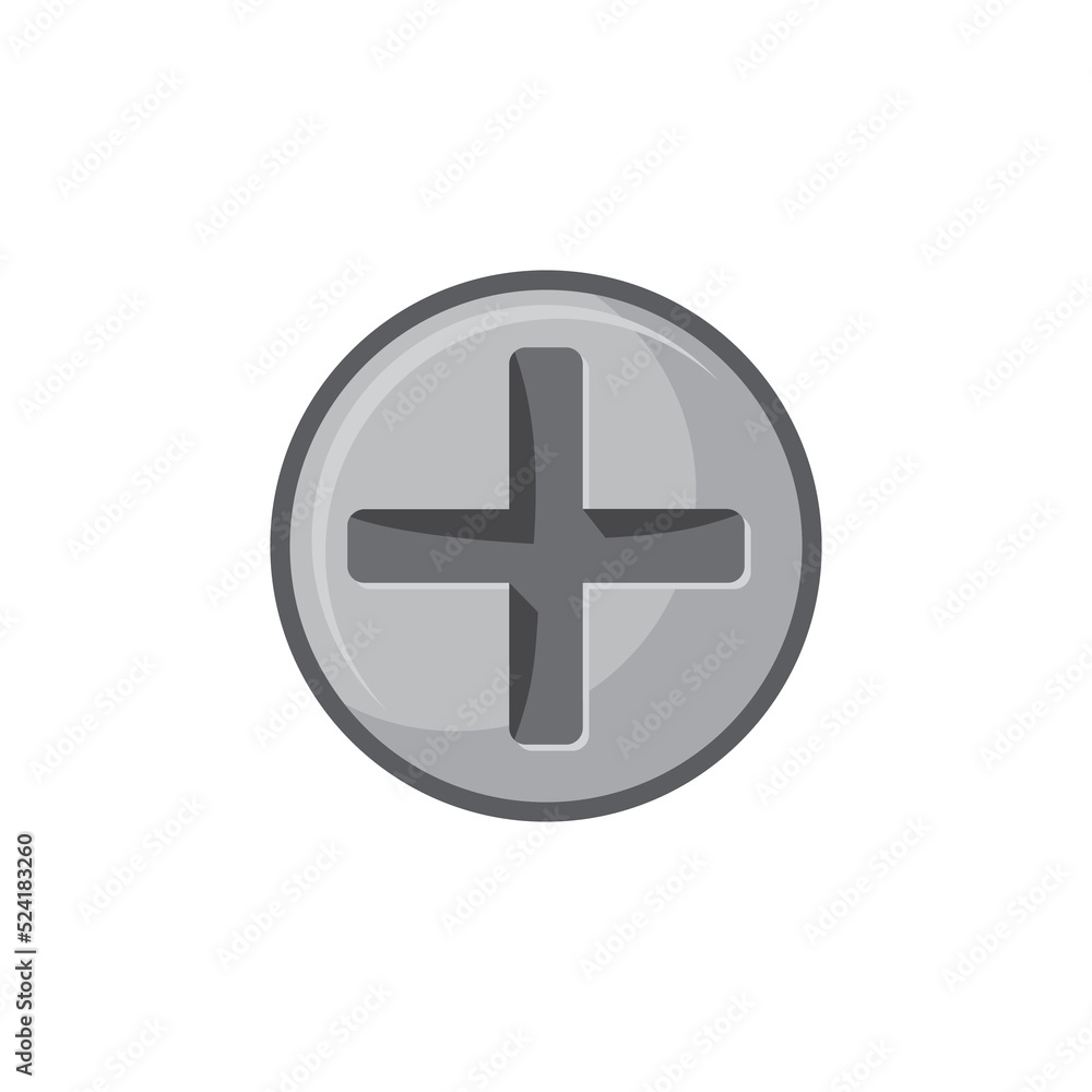 Screw head with cross socket isolated realistic icon. Vector countersunk metallic bolt drive with cross shaped top. Chrome rivet, silver button, construction, building and repair tool, nail bolt head Screw head with cross socket isolated realistic icon. Vector countersunk metallic bolt drive with cross shaped top. Chrome rivet, silver button, construction, building and repair tool, nail bolt head