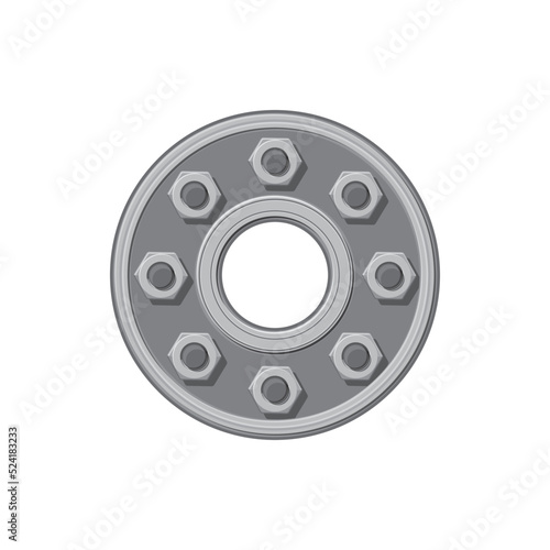 Adapter sleeve component, locating bearings with tapered bore in cylindrical seating isolated realistic icon. Vector smooth or stepped shafts, wheel nuts and round disk, car spare part vehicle detail