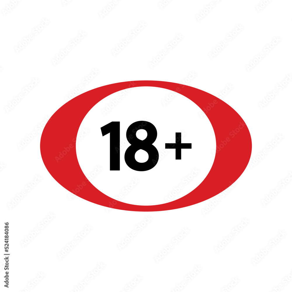 Eighteen plus icon in flat style. 18+ vector Eighteen plus icon in flat style. 18+ vector