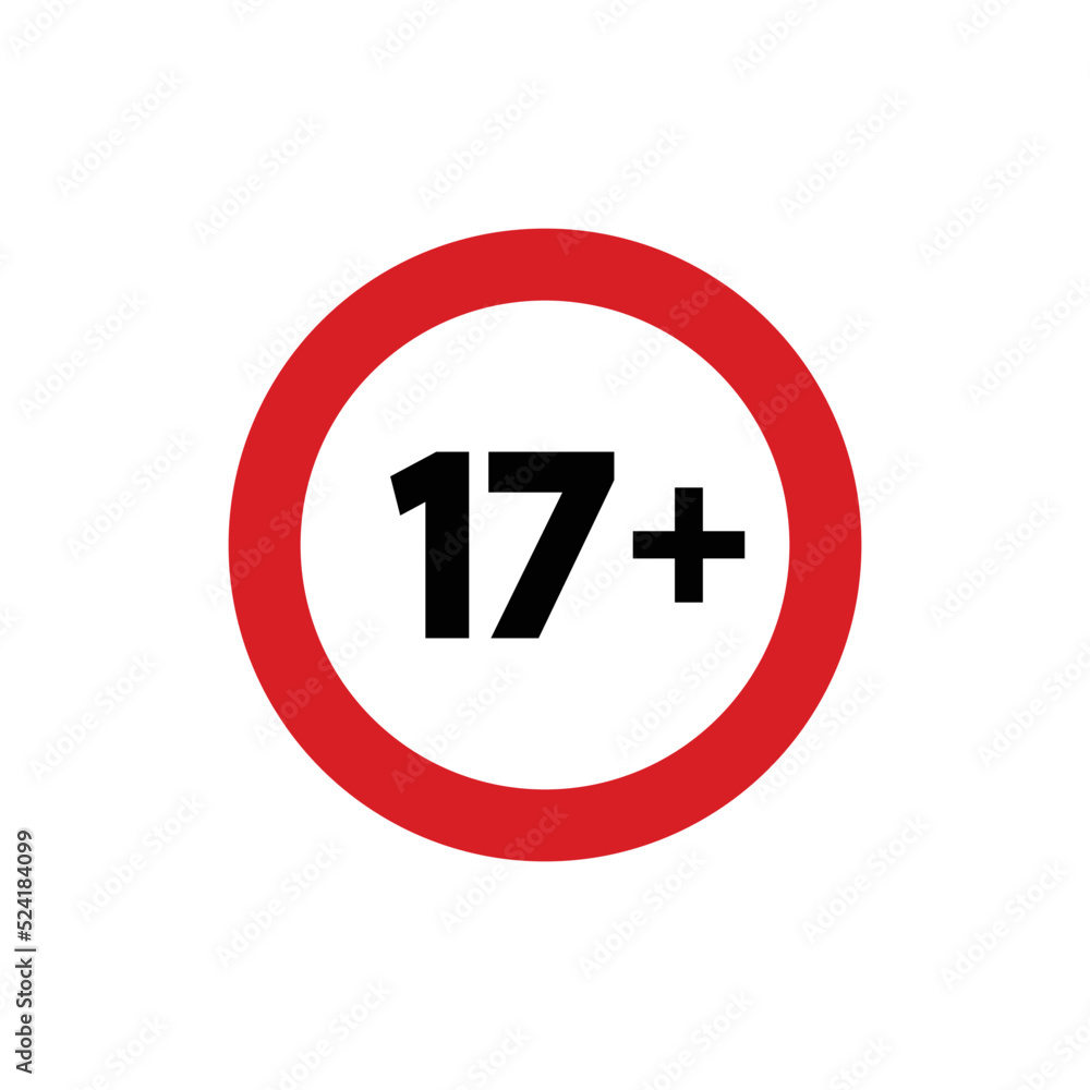 seventeen plus icon in flat style. 18+ vector seventeen plus icon in flat style. 18+ vector