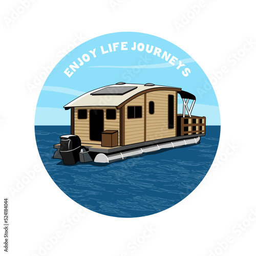 Houseboat life journeys illustration design vector