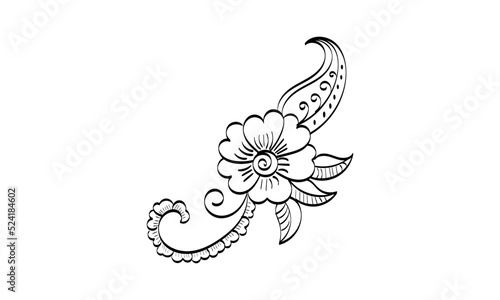 Henna Tattoo flower design. Mehndi style. Ornamental Pattern.