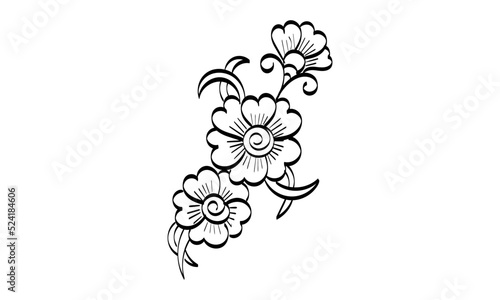 Henna Tattoo flower design. Mehndi style. Ornamental Pattern.