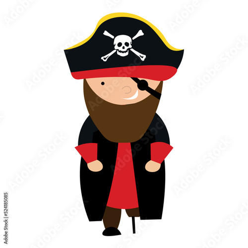 Captain of pirates on white background