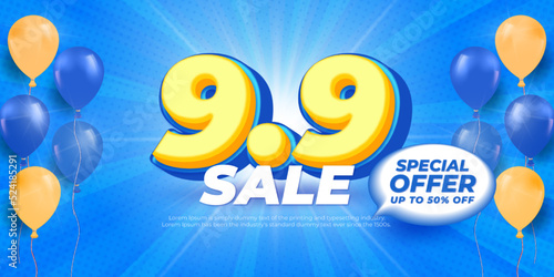 3D style editable text 9.9 super sale background