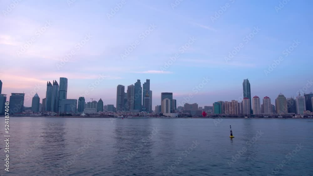 aerial photography qingdao city coastline buildings landscape skyline