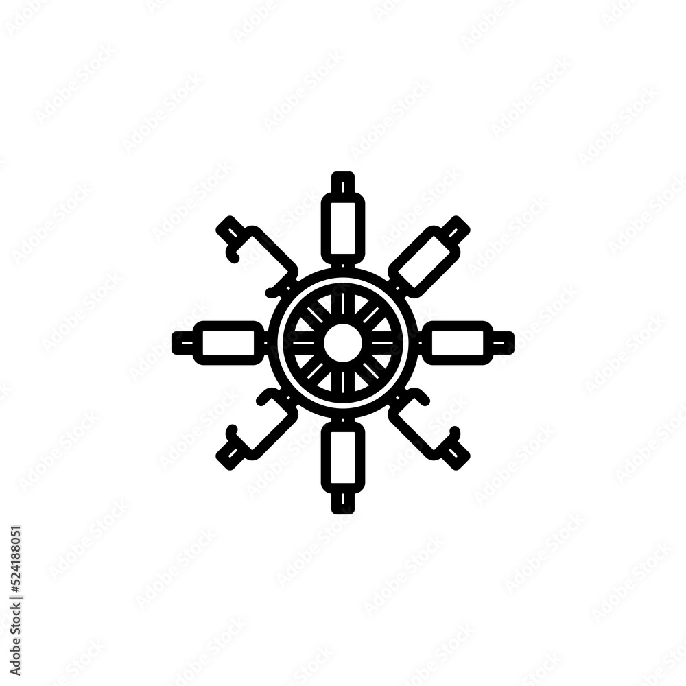 Rudder, Nautical, Ship, Boat Dotted Line Icon Vector Illustration Logo Template. Suitable For Many Purposes.