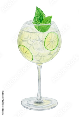 Wallpaper Mural Royal martini cocktail watercolor hand drawn illustration. Drink clipart on white background. Torontodigital.ca