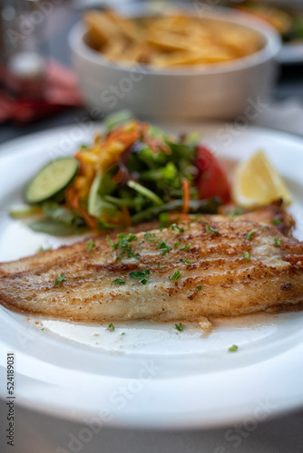 Pan fried Plaice fillet with fresh salad 