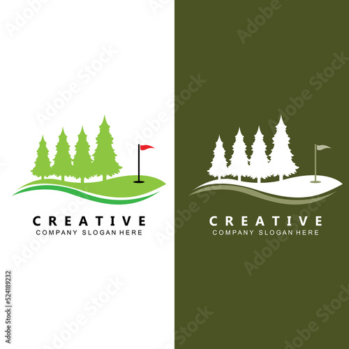 vector icon logo golf ball, stick, and golfing. Outdoor Games, retro concept illustration