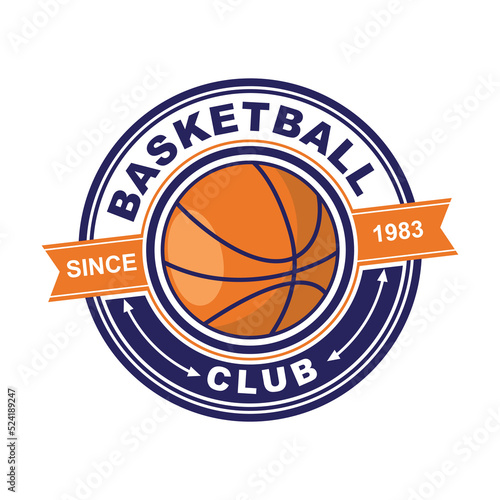 Basket Ball logo, with badge or emblem style for team or club or championship event © Vable